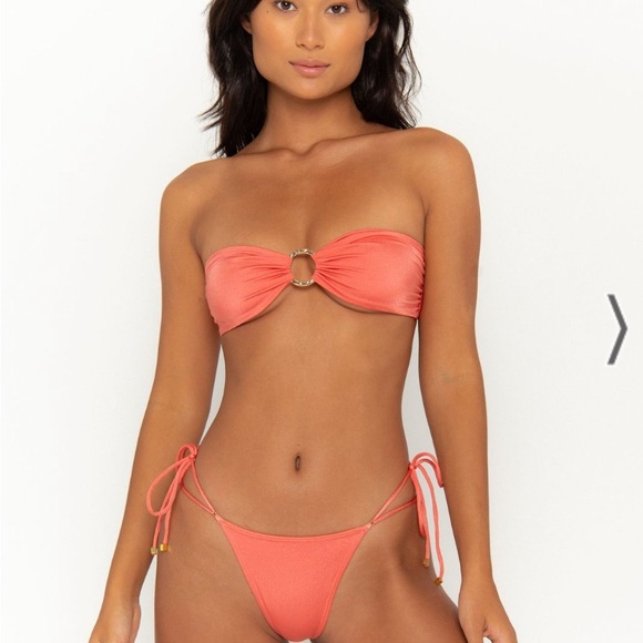Pink Minimalist Bikini Set with Bandeau and Triangle Tops - Picture 1 of 3